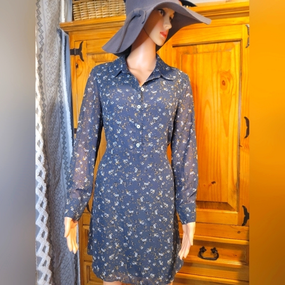 Frank‎ And Oak Floral Dark Grey Dress